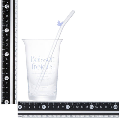 Typo Glass Tumbler With Straw Blue