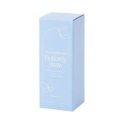 Typo Glass Tumbler With Straw Blue