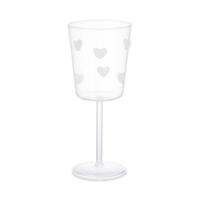 Dot Heart Wine Glass White