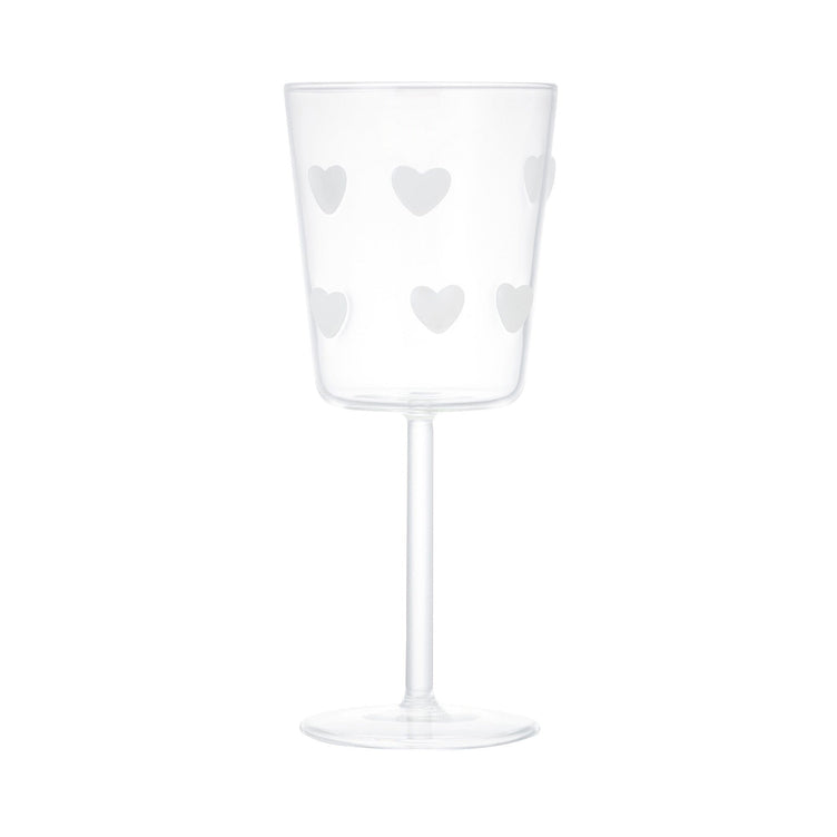 Dot Heart Wine Glass White
