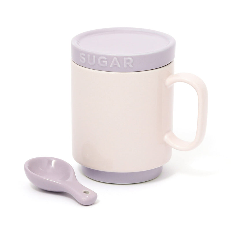 Bicolor Mug Canister Sugar Purple X Ivory
