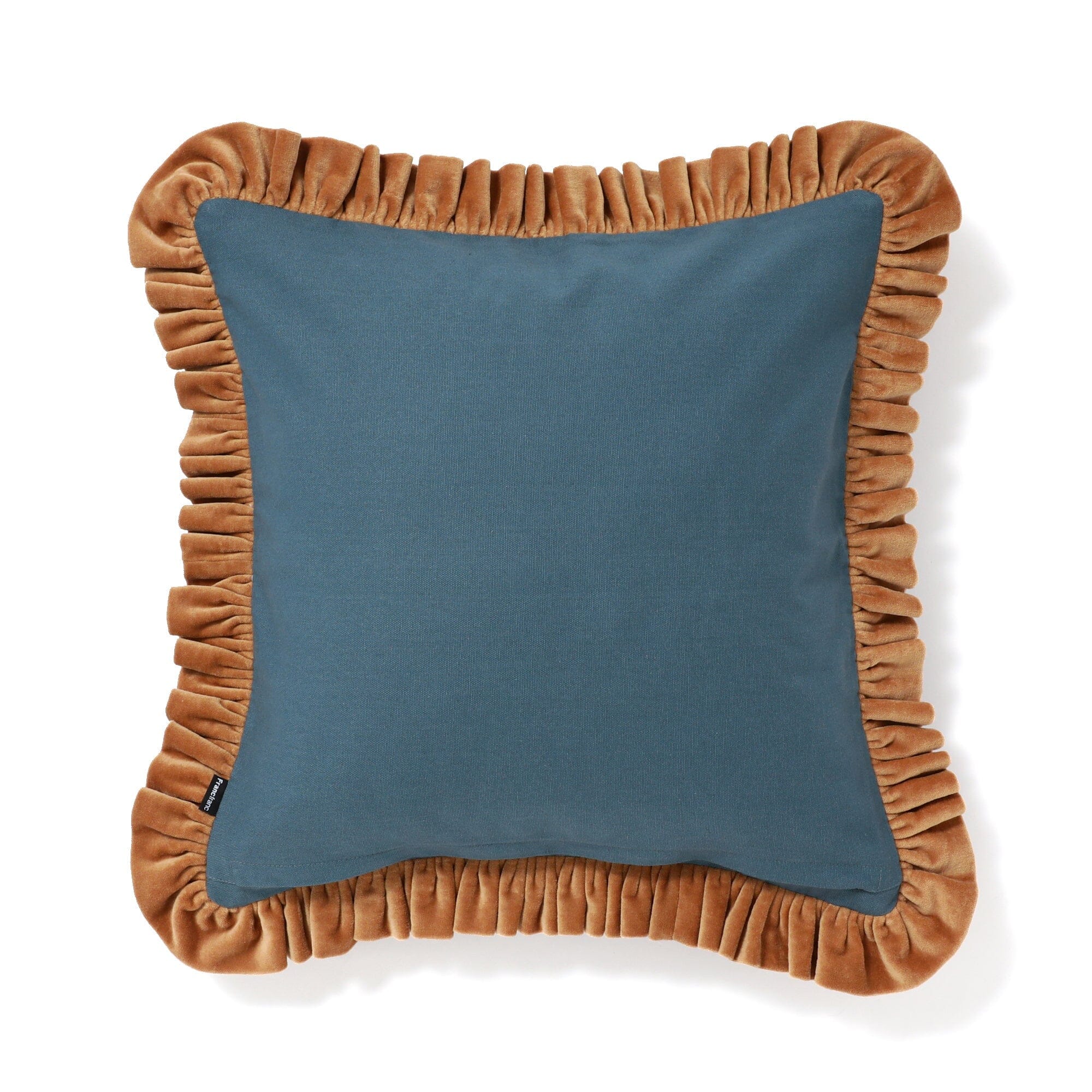 Velvet Frill Cushion Cover 450 X 450 Blue X Beige