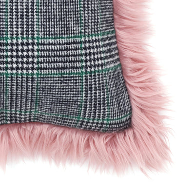 Tweed X Fur Cushion Cover 450 X 450 Navy X Pink