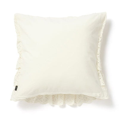Emb Lace Frill Cushion Cover 450 x 450  White