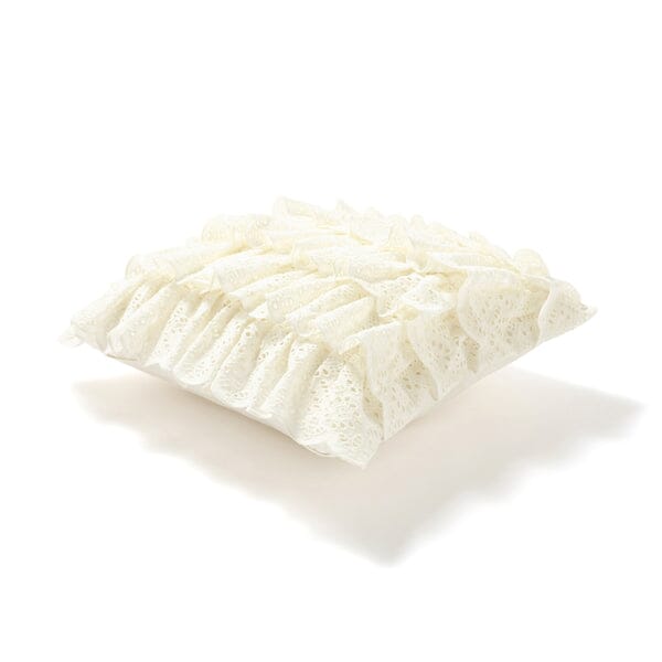 Emb Lace Frill Cushion Cover 450 x 450  White