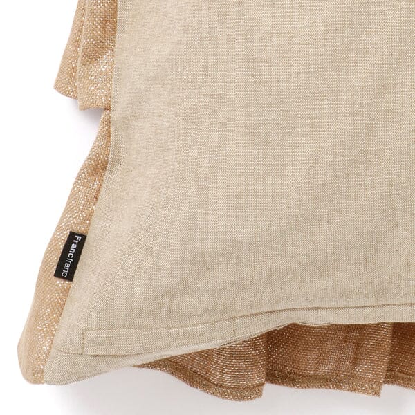 Linen Frill Cushion Cover 450 x 450  Natural x Gold