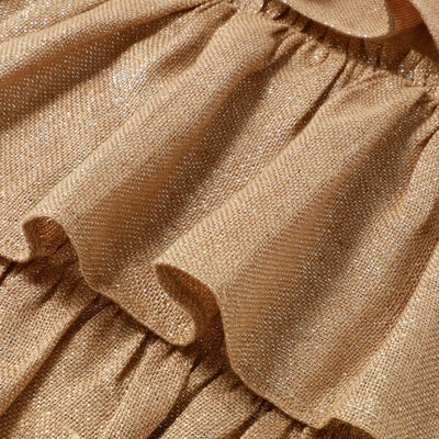 Linen Frill Cushion Cover 450 x 450  Natural x Gold