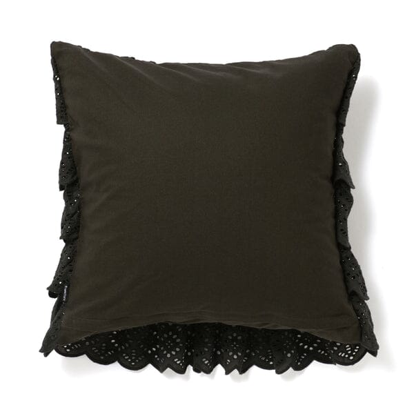Emb Lace Frill Cushion Cover 450 x 450  Black