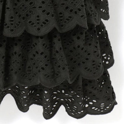 Emb Lace Frill Cushion Cover 450 x 450  Black