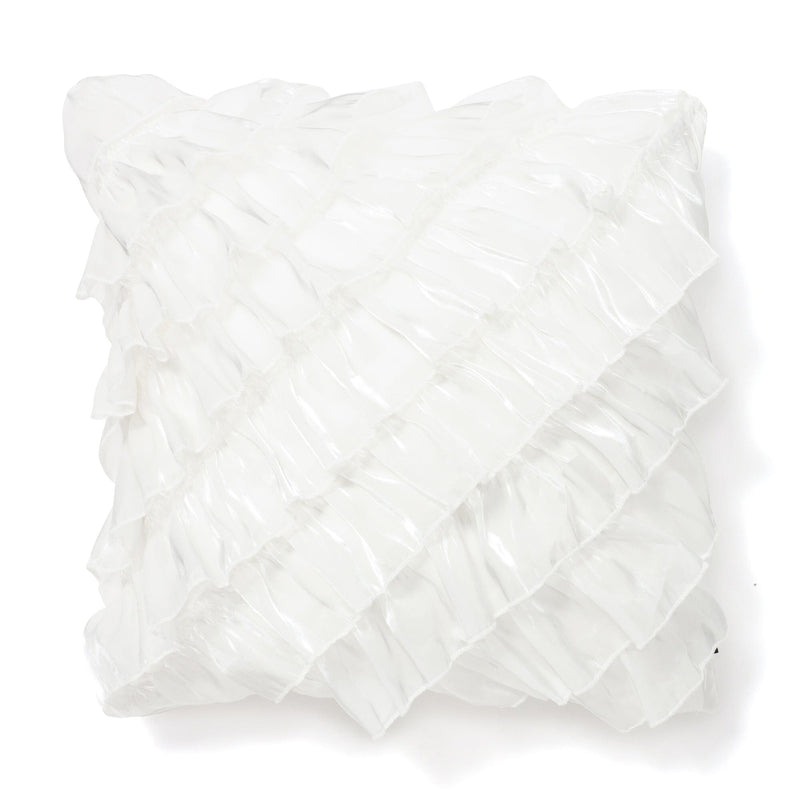 Shiny Frill Cushion Cover 450 x 450  White