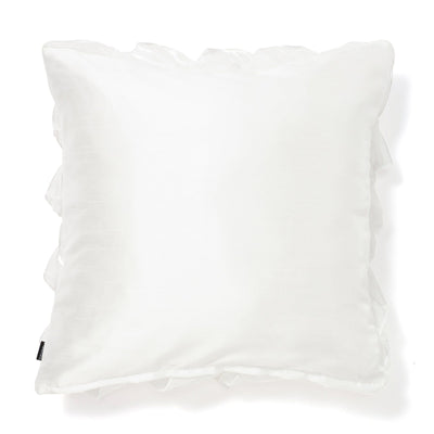 Shiny Frill Cushion Cover 450 x 450  White