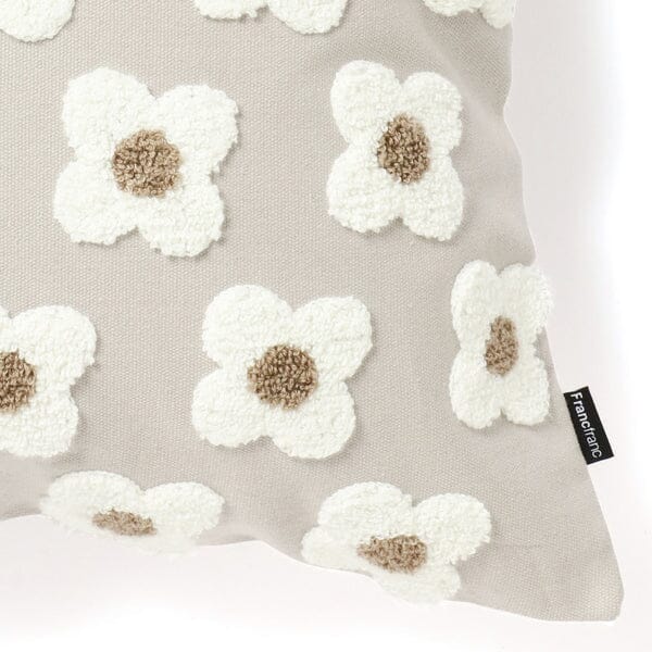 Emb Flower Cushion Cover 450 x 450  Grey