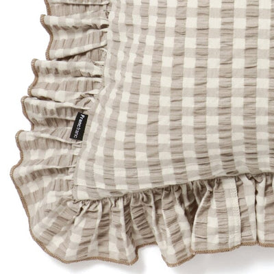 Frill Check Cushion Cover 450 x 450  Beige