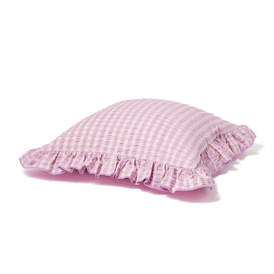 Frill Check Cushion Cover 450 x 450  Purple x Pink