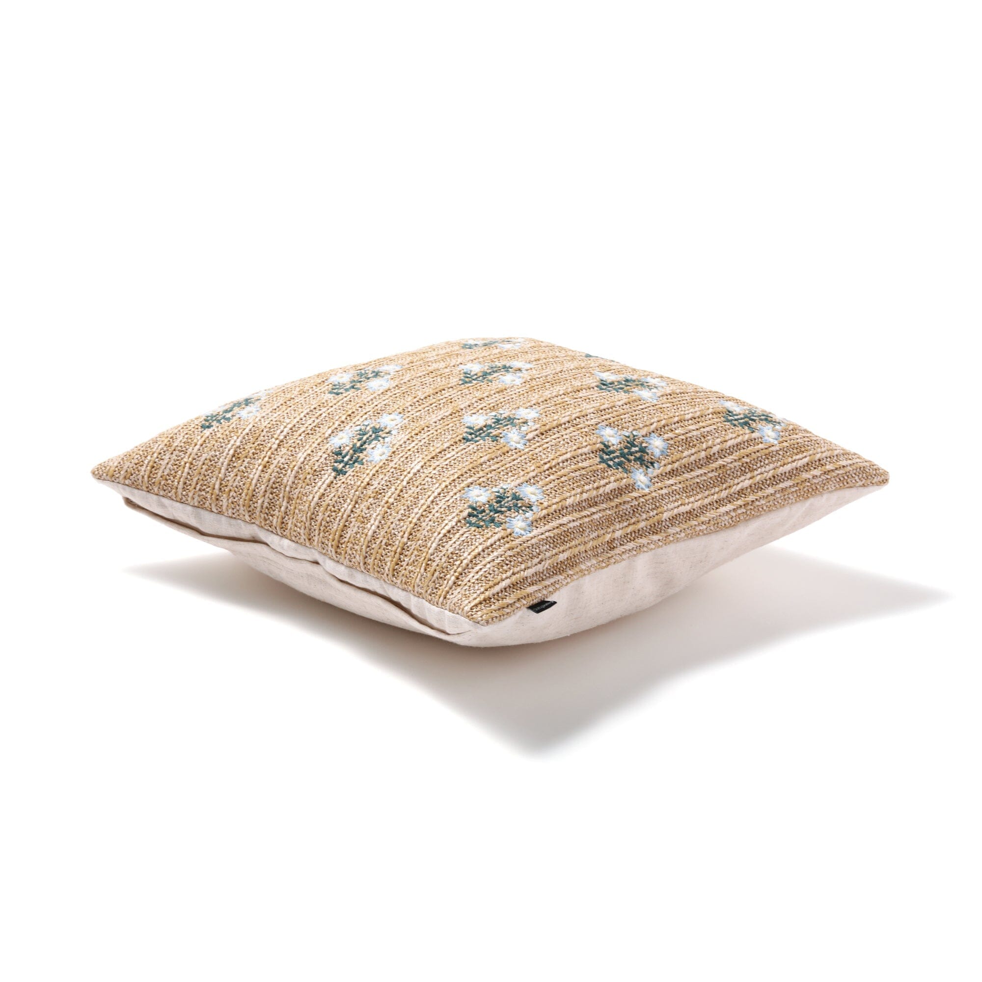 Emb Flower Cushion Cover 450 x 450  Natural x Blue