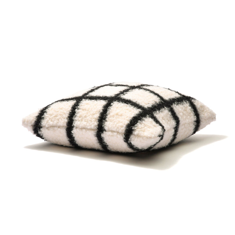 Checked Boa Cushion Cover 450 X 450 White X Black