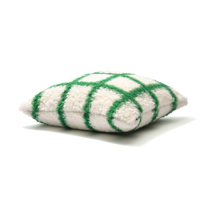 Checked Boa Cushion Cover 450 X 450 White X Green