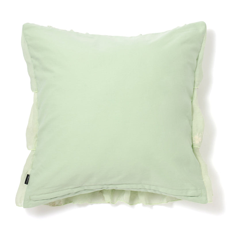 Flower Emb Frill Cushion Cover 450 X 450 Light Green