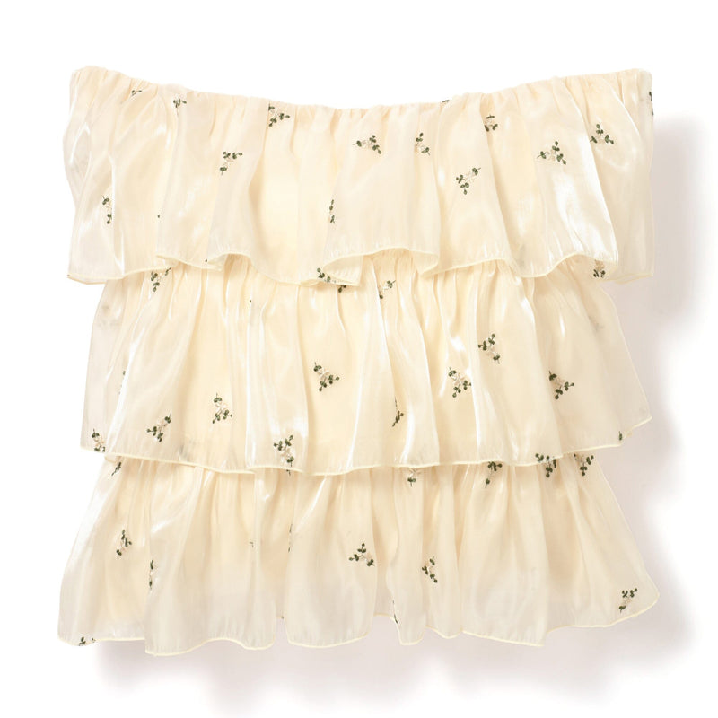 Flower Emb Frill Cushion Cover 450 X 450 Ivory