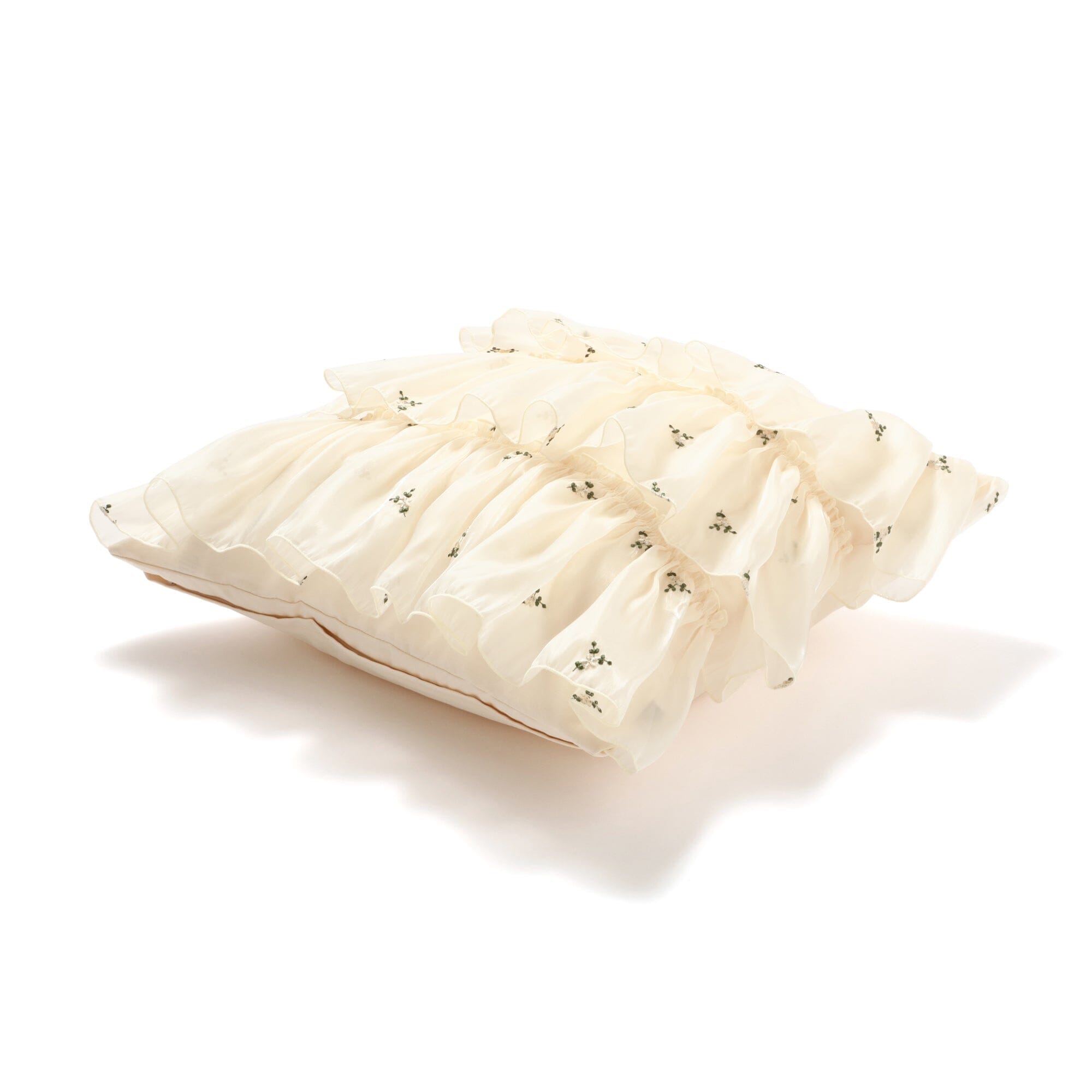 Flower Emb Frill Cushion Cover 450 X 450 Ivory