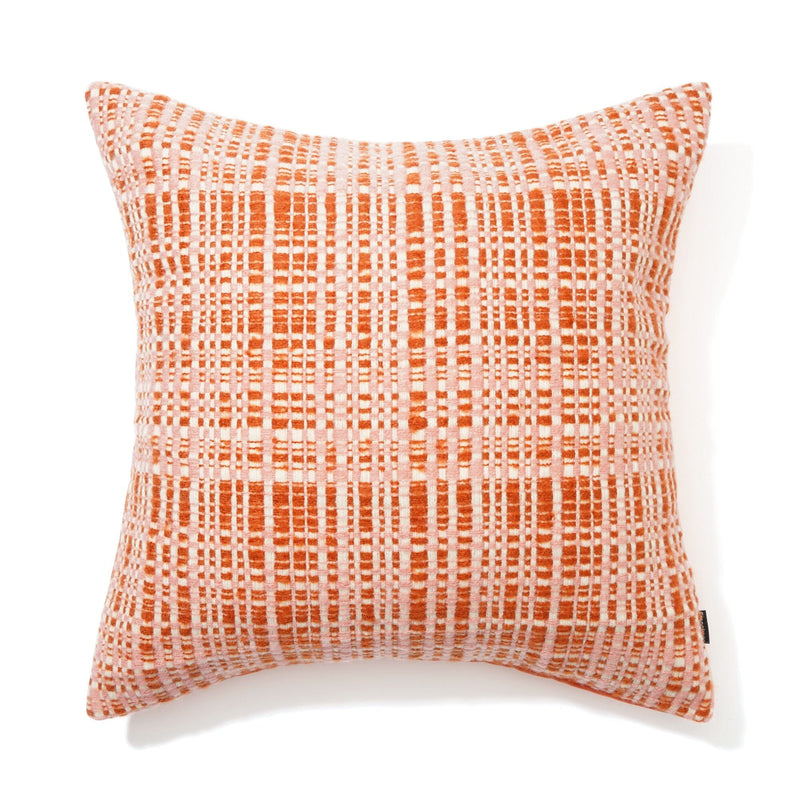 Weave Check Cushion Cover 450 X 450 Orange X Pink