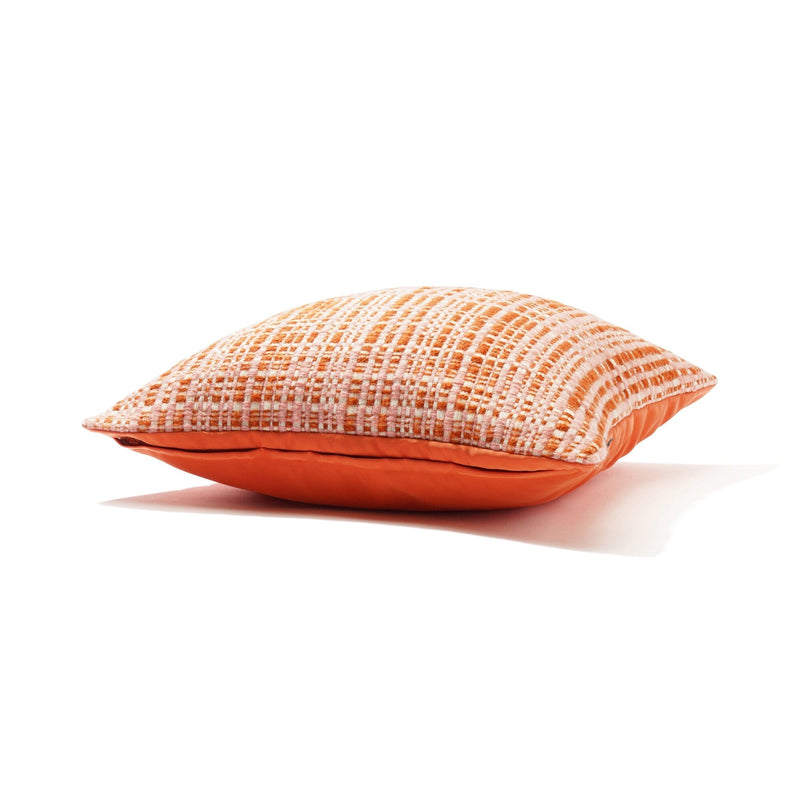 Weave Check Cushion Cover 450 X 450 Orange X Pink