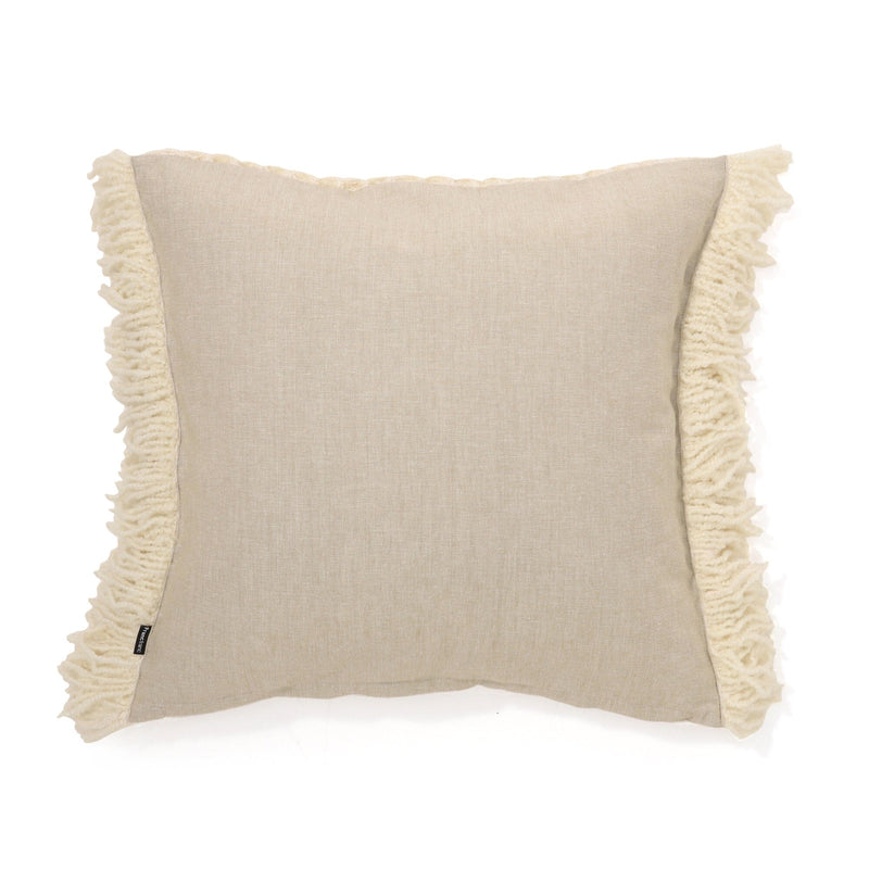 Waffle fringe cushion cover 450 x 450 ivory