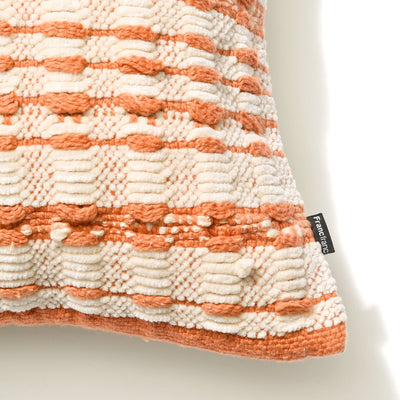 Woven Stripe Cushion Cover 450 X 450 Ivory X Orange