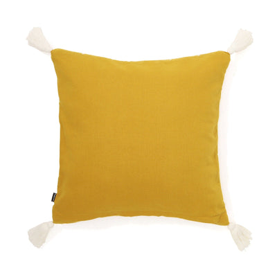 Check tassel cushion cover 450 x 450 Yellow