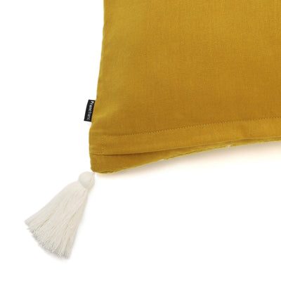 Check tassel cushion cover 450 x 450 Yellow