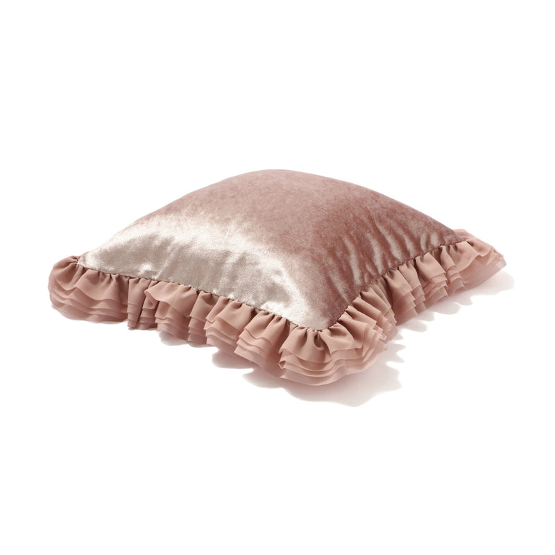 Velvet Ruffle Cushion Cover 450 X 450 Pink