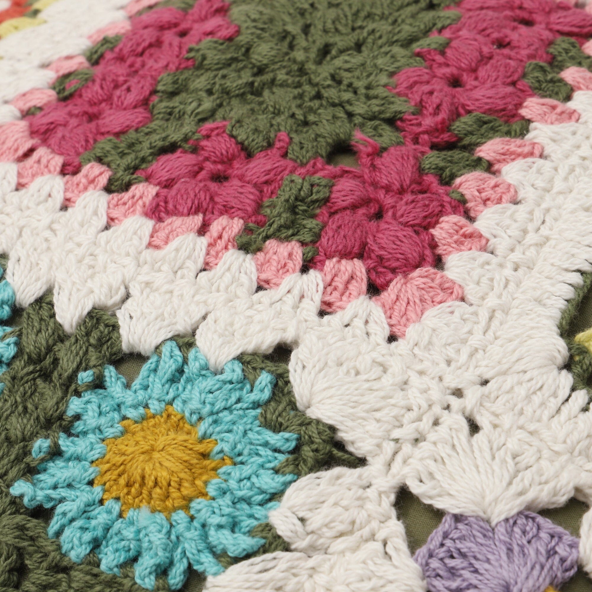 Crochet Flower Cushion Cover 450 X 450 Multi