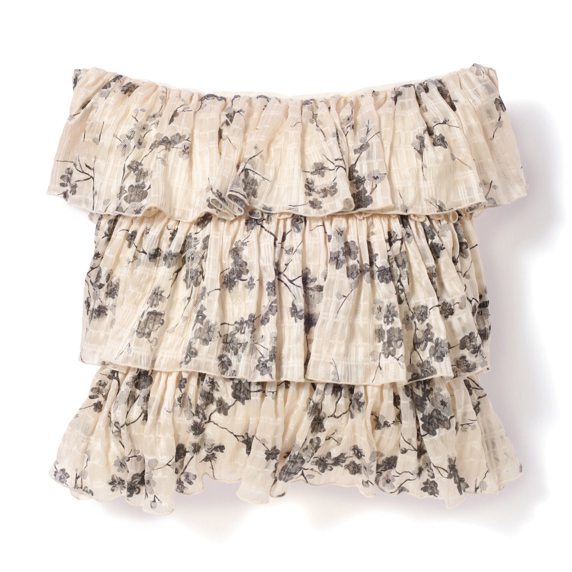 Flower Frill Cushion Cover 450 X 450 Ivory X Black