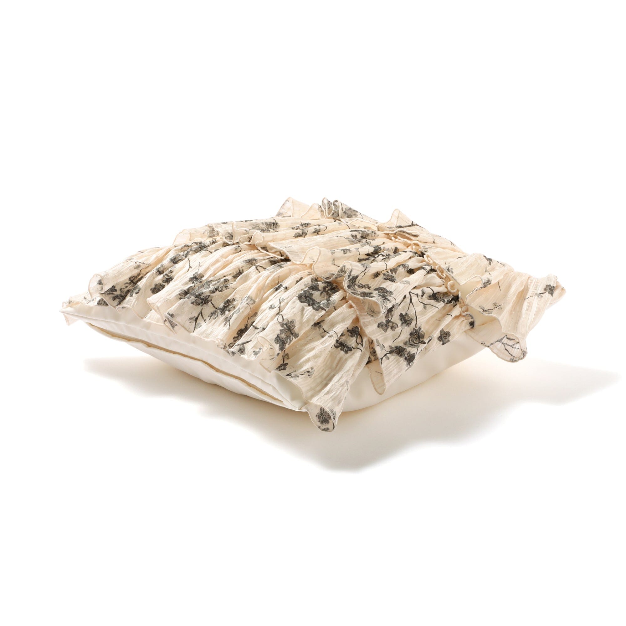 Flower Frill Cushion Cover 450 X 450 Ivory X Black