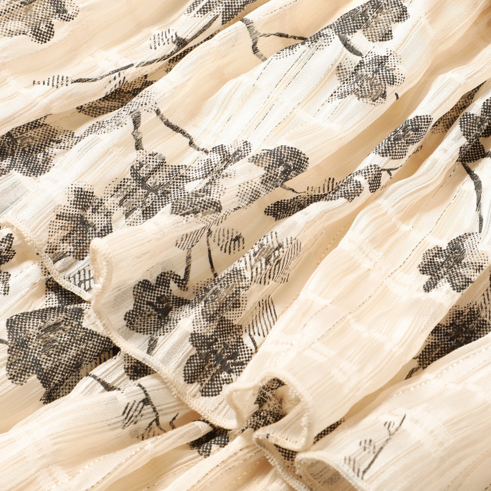 Flower Frill Cushion Cover 450 X 450 Ivory X Black