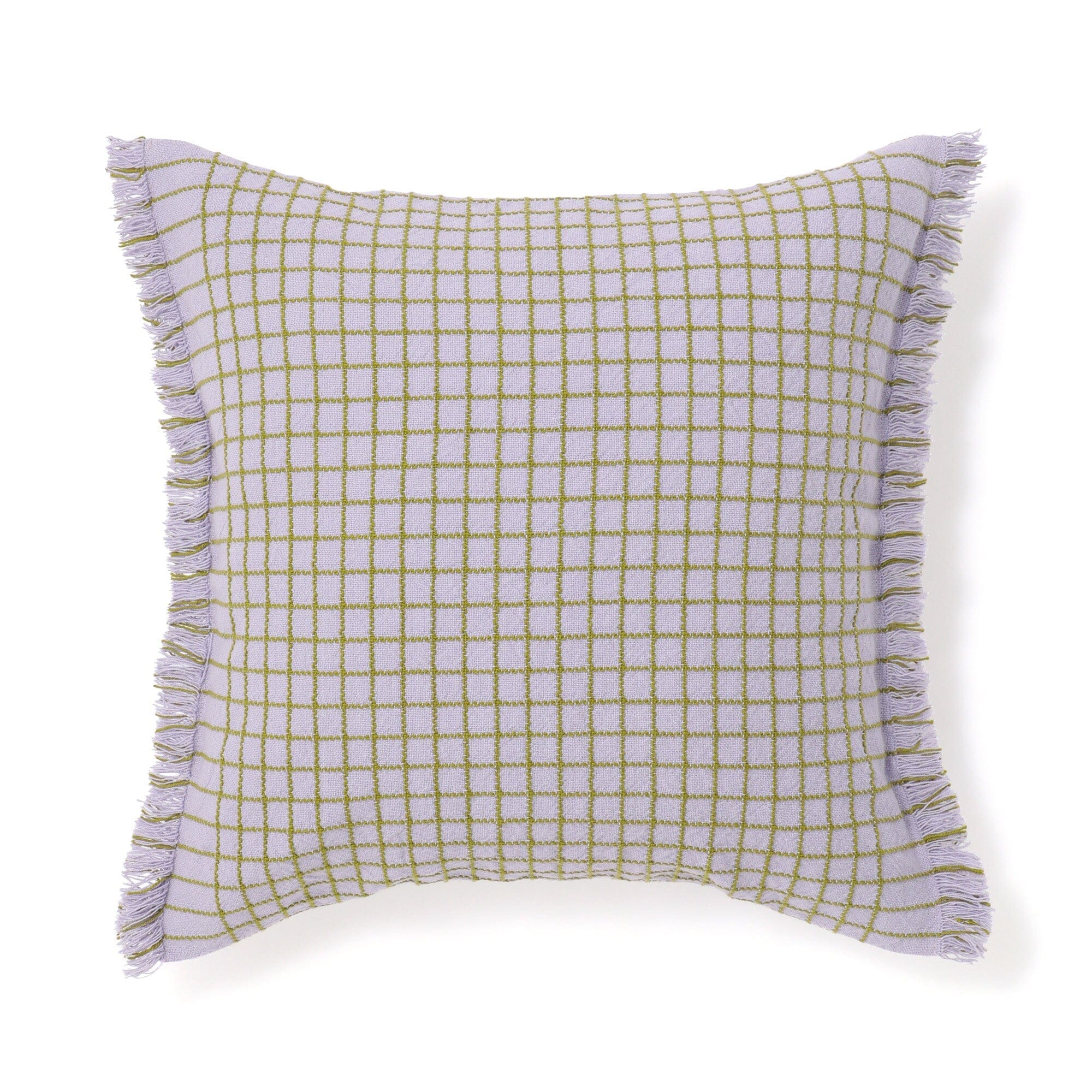 Windowpane Fringe Cushion Cover 450 x 450 Light Purple