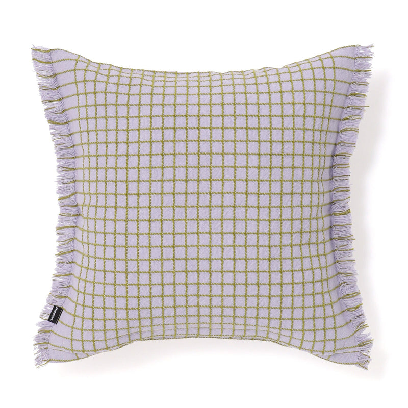 Windowpane Fringe Cushion Cover 450 x 450 Light Purple