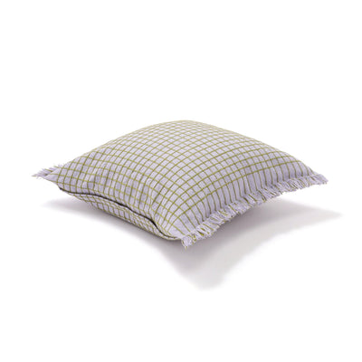 Windowpane Fringe Cushion Cover 450 x 450 Light Purple
