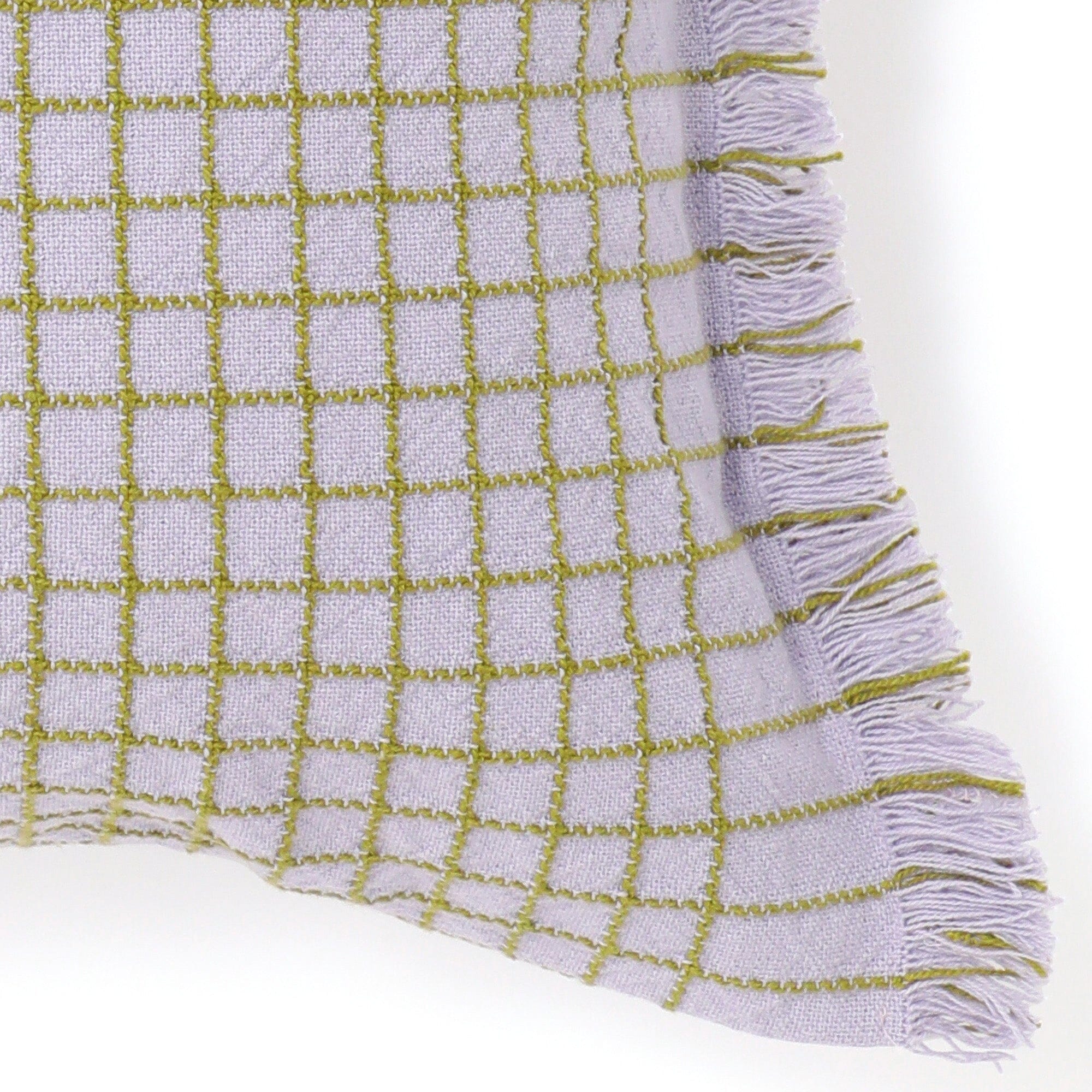 Windowpane Fringe Cushion Cover 450 x 450 Light Purple