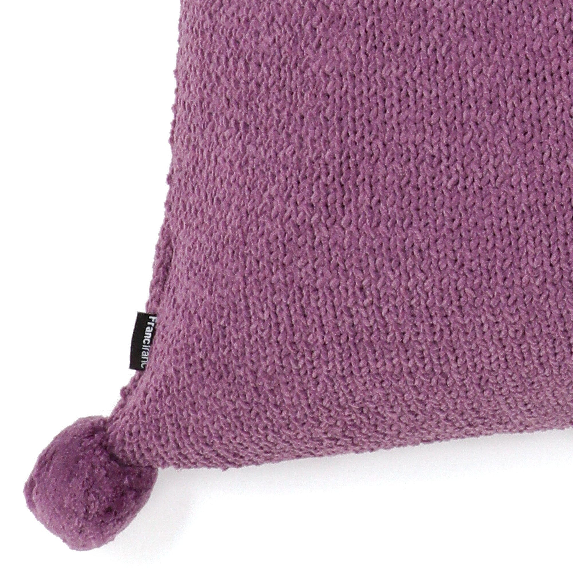 Pompon Knit cushion cover 450 x 450 Purple