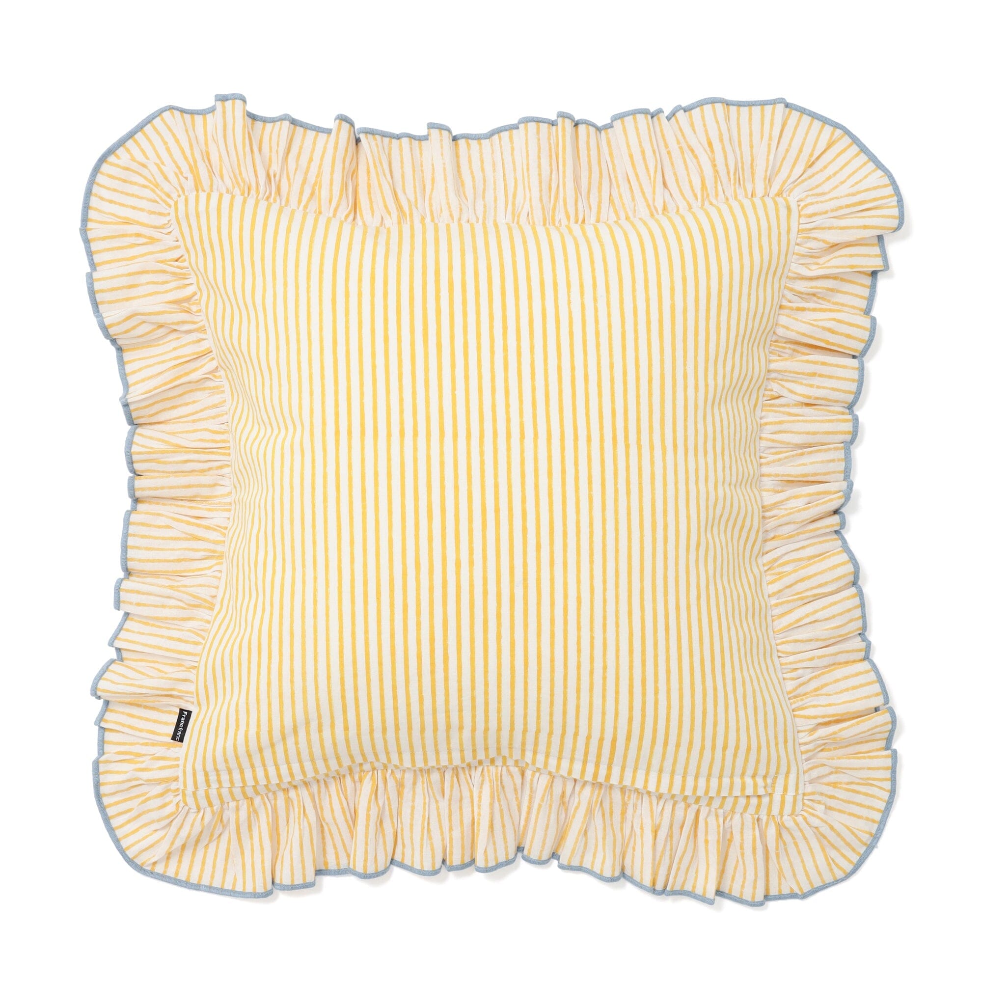 Block Print  Cushion Vover 450 X 450 Yellow x Light Blue