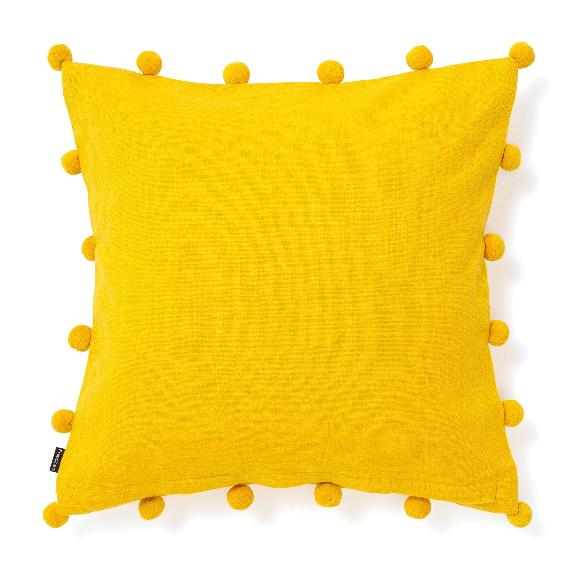 Pom Pom Edge Cushion Cover 450 X 450 Yellow