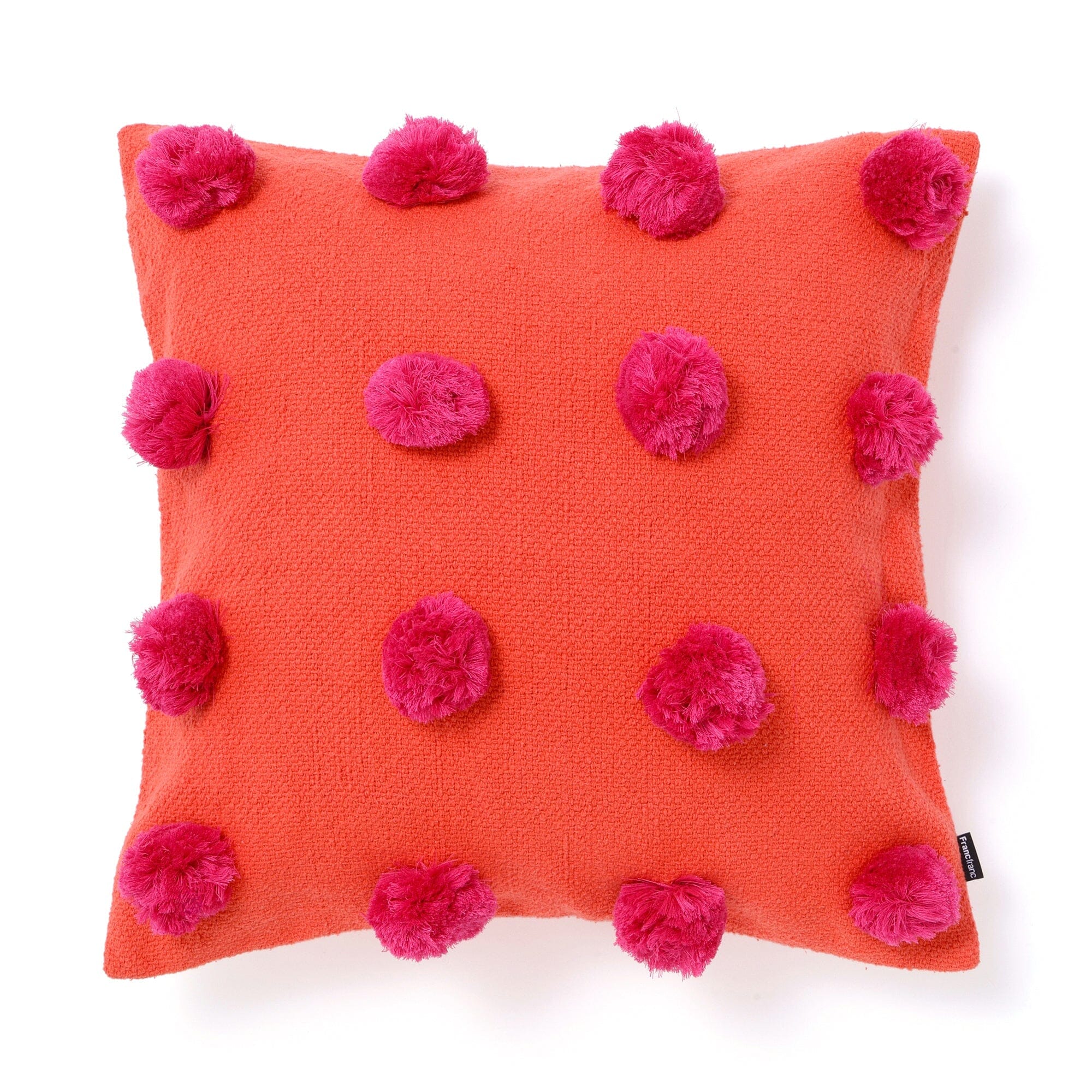 Bicolor Pom-Pom Cushion Cover 450 X 450 Orange X Purple