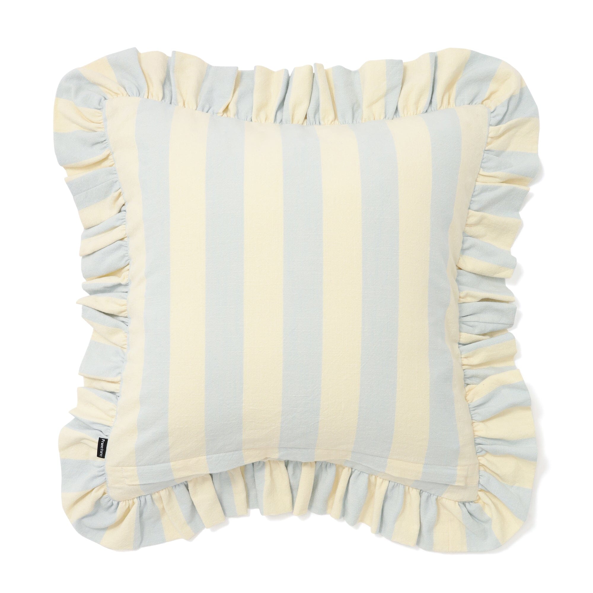 Striped Frill Cushion Cover 450 X 450 Ivory X Light Blue