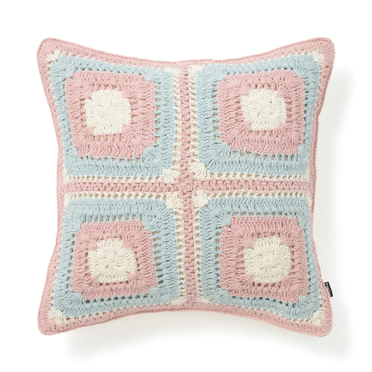 Square Crochet Cushion Cover 450 X 450  Pink X Light Blue