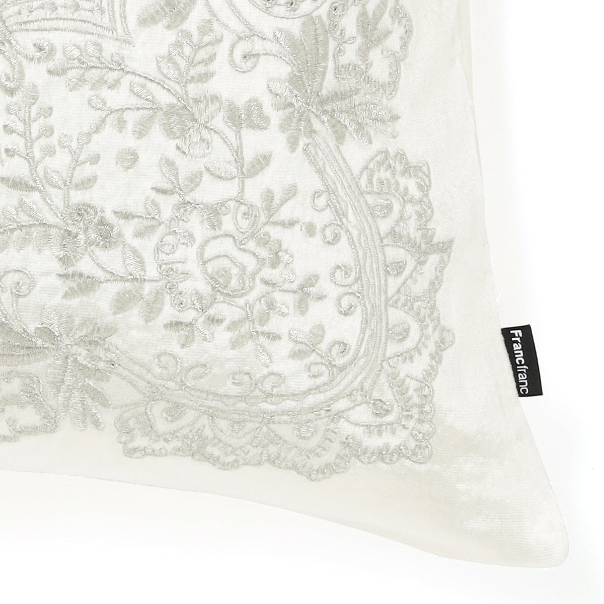 Emb Ornament Cushion Cover 450 X 450  White