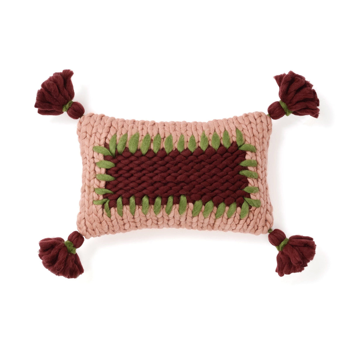 Chunky Knit Cushion Cover 450 X 250  Pink X Dark Red