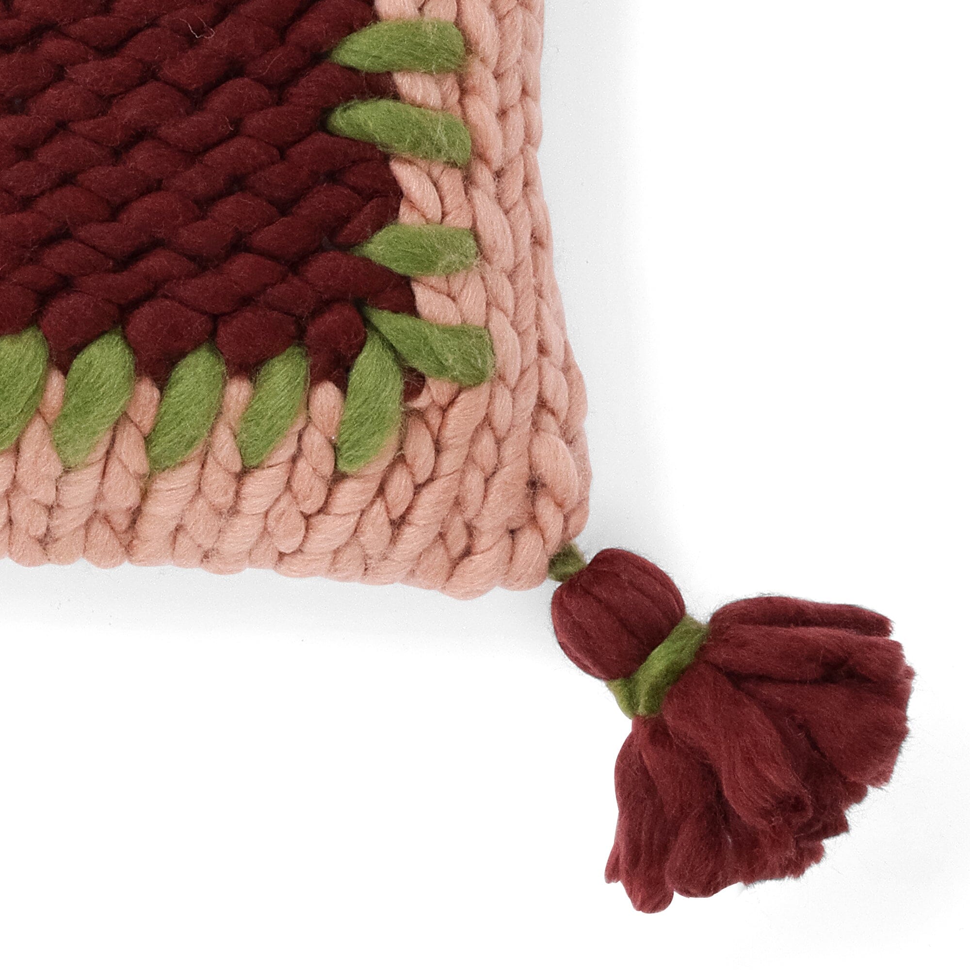 Chunky Knit Cushion Cover 450 X 250  Pink X Dark Red