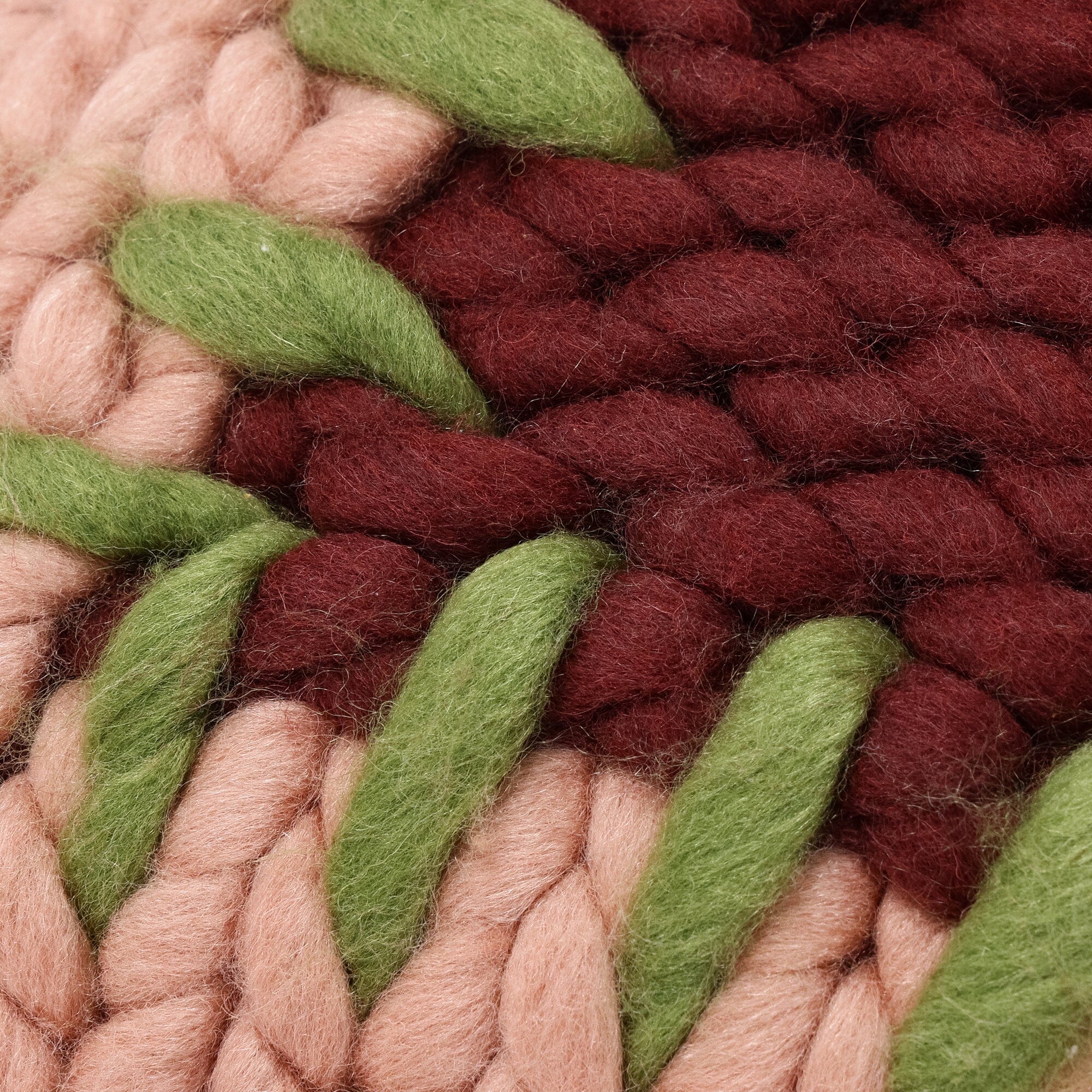 Chunky Knit Cushion Cover 450 X 250  Pink X Dark Red