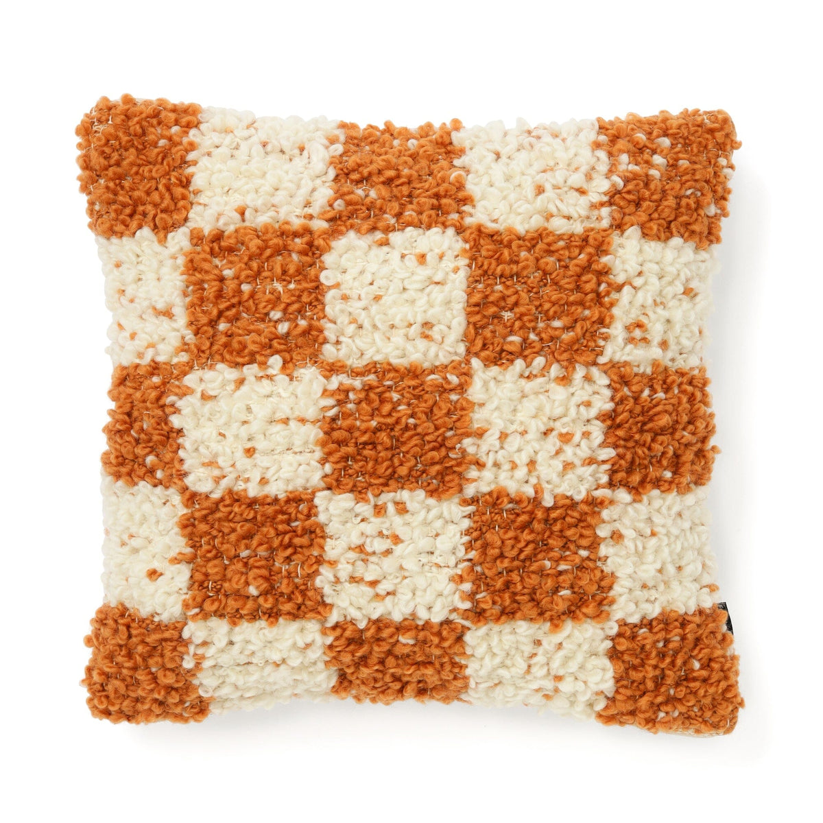 Loop Checkerboard Cushion Cover 450 X 450  Ivory X Orange
